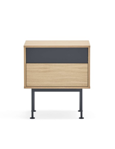 Mesita de Noche YOKO 52x35 cm, Roble / DM Antracita - Teulat. Vackart