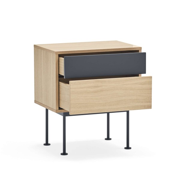 Mesita de Noche YOKO 52x35 cm, Roble / DM Antracita - Teulat. Vackart