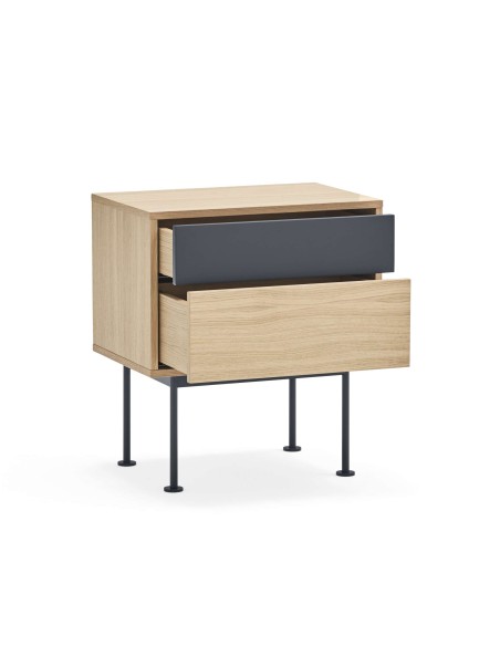 Mesita de Noche YOKO 52x35 cm, Roble / DM Antracita - Teulat. Vackart