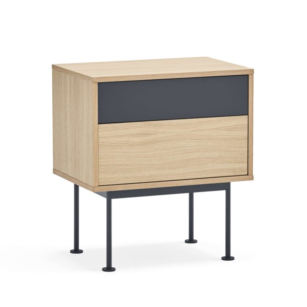 Mesita de Noche YOKO 52x35 cm, Roble / DM Antracita - Teulat. Vackart