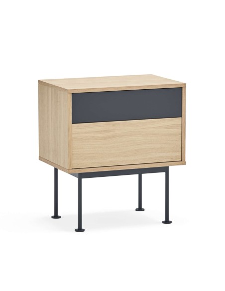 Mesita de Noche YOKO 52x35 cm, Roble / DM Antracita - Teulat. Vackart