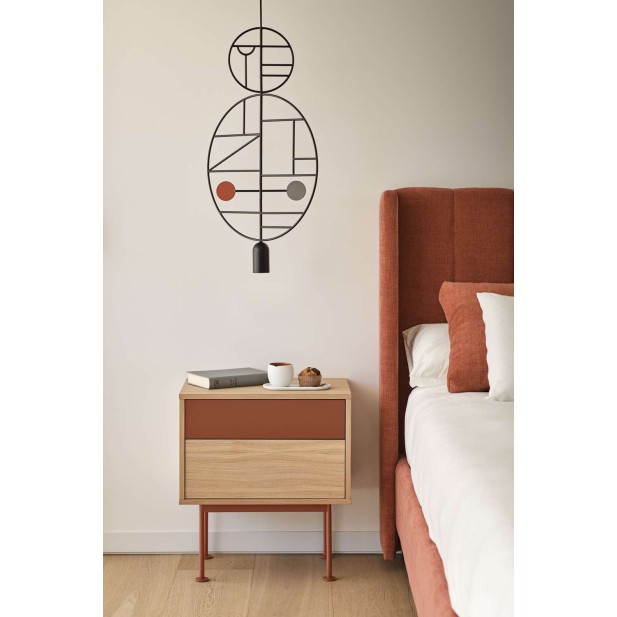 Mesita de Noche YOKO 52x35 cm, Roble / DM Teja - Teulat. Vackart