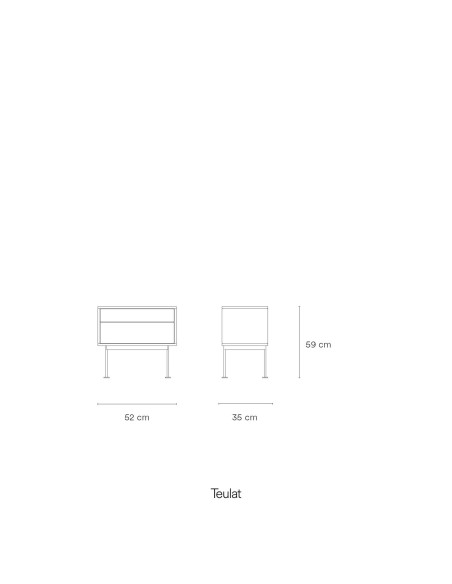 Mesita de Noche YOKO 52x35 cm, Roble / DM Teja - Teulat. Vackart