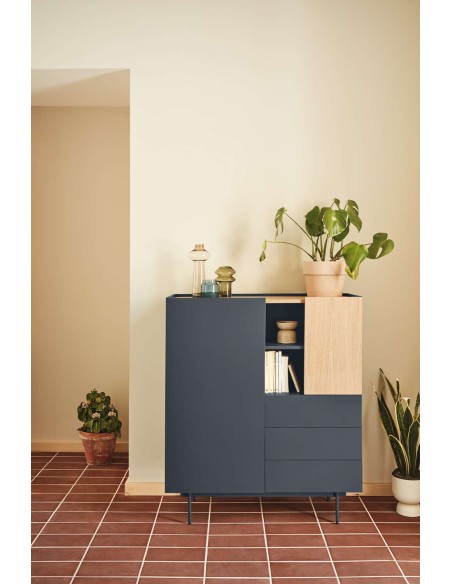 Aparador OTTO Alto 120 cm, DM Gris Antracita / Roble - Teulat. Vackart