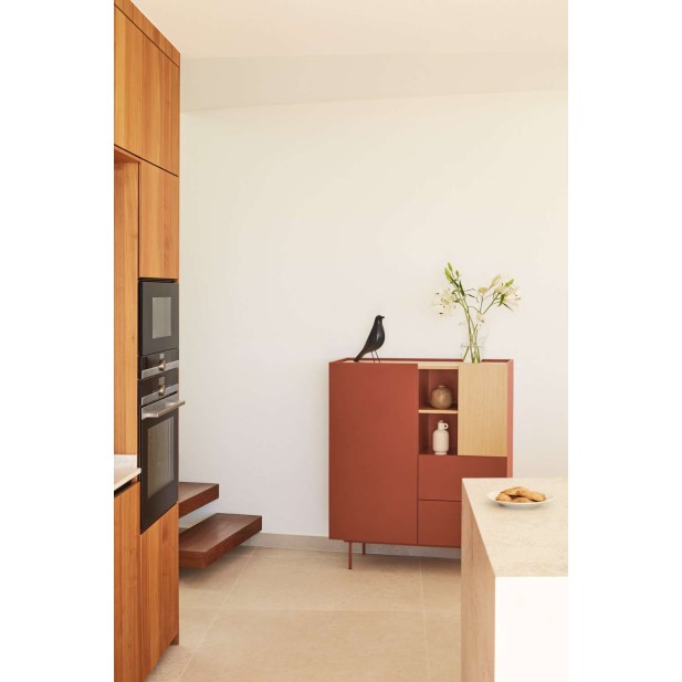 Aparador OTTO Alto 120 cm, DM Teja / Roble - Teulat. Vackart