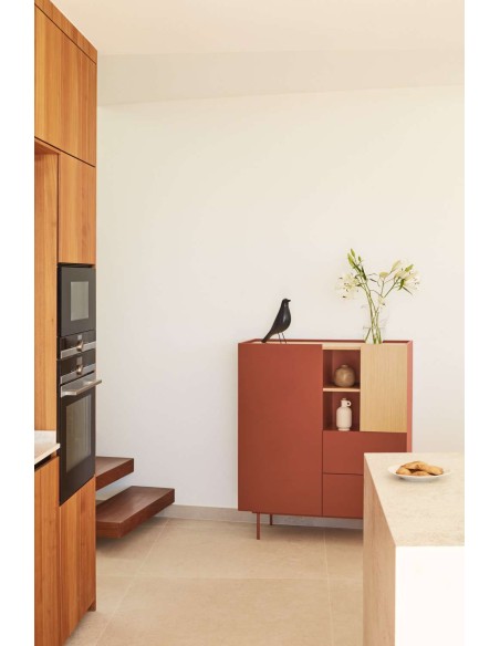 Aparador OTTO Alto 120 cm, DM Teja / Roble - Teulat. Vackart