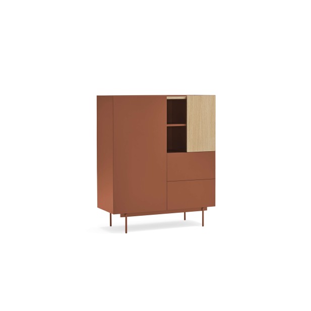 Aparador OTTO Alto 120 cm, DM Teja / Roble - Teulat. Vackart