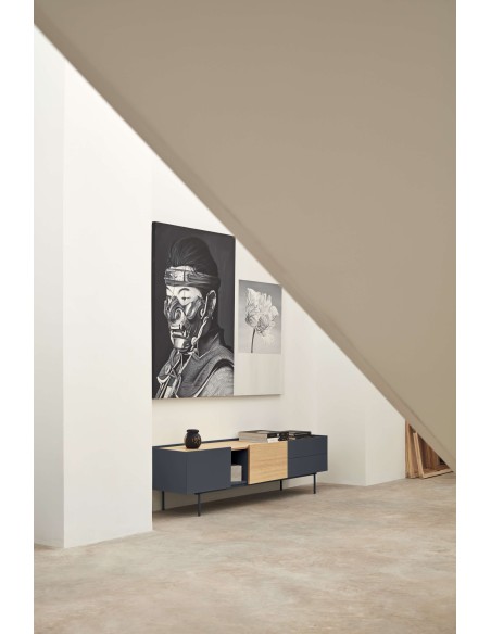 Mueble TV OTTO 180x40 cm, DM Gris Antracita / Roble - Teulat. Vackart