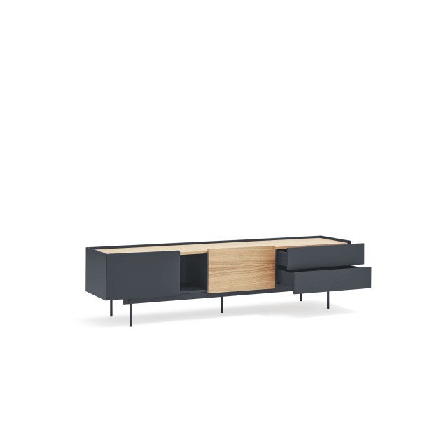 Mueble TV OTTO 180x40 cm, DM Gris Antracita / Roble - Teulat. Vackart