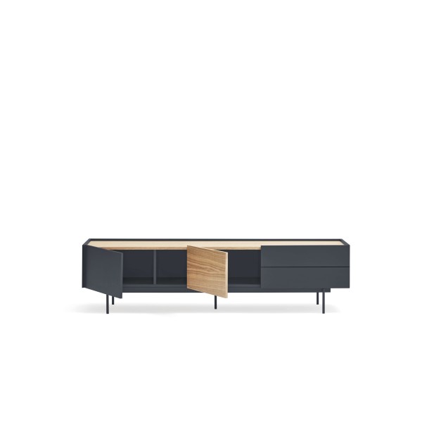 Mueble TV OTTO 180x40 cm, DM Gris Antracita / Roble - Teulat. Vackart