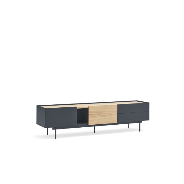 Mueble TV OTTO 180x40 cm, DM Gris Antracita / Roble - Teulat. Vackart