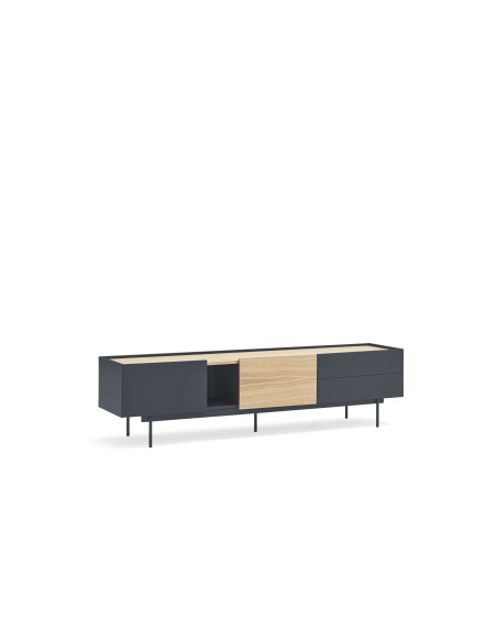 Mueble TV OTTO 180x40 cm, DM Gris Antracita / Roble - Teulat. Vackart