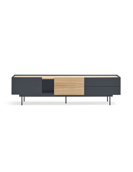 Mueble TV OTTO 180x40 cm, DM Gris Antracita / Roble - Teulat. Vackart