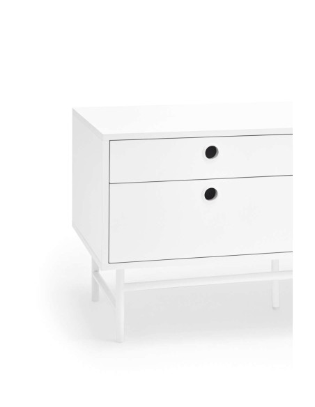 Mueble TV PUNTO 180 cm, DM / Metal Blanco - Teulat. Vackart