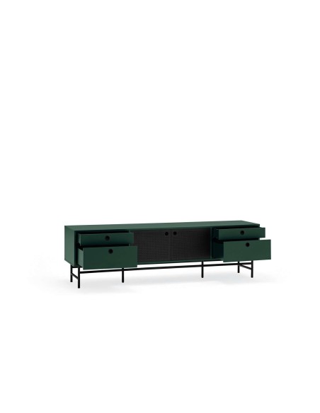 Mueble TV PUNTO 180 cm, Verde Oscuro / Metal Negro - Teulat. Vackart