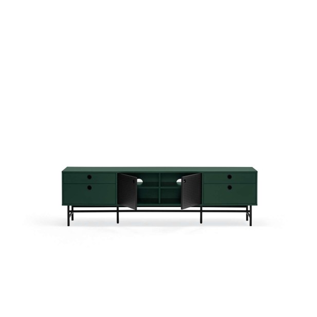 Mueble TV PUNTO 180 cm, Verde Oscuro / Metal Negro - Teulat. Vackart