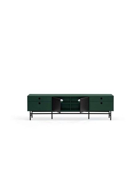 Mueble TV PUNTO 180 cm, Verde Oscuro / Metal Negro - Teulat. Vackart