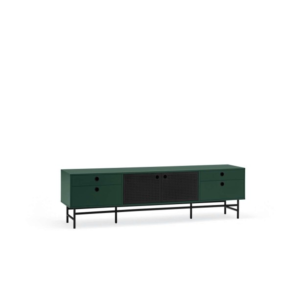 Mueble TV PUNTO 180 cm, Verde Oscuro / Metal Negro - Teulat. Vackart