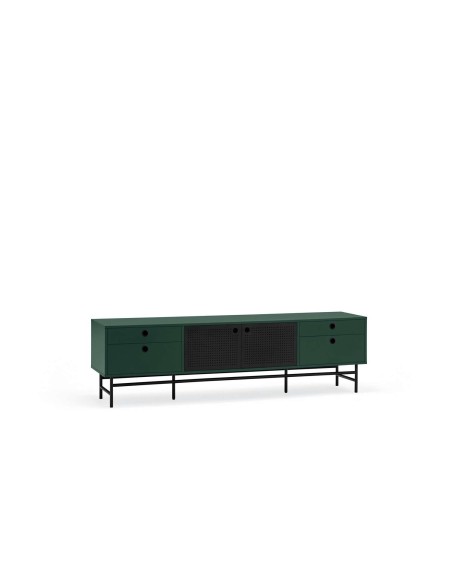 Mueble TV PUNTO 180 cm, Verde Oscuro / Metal Negro - Teulat. Vackart