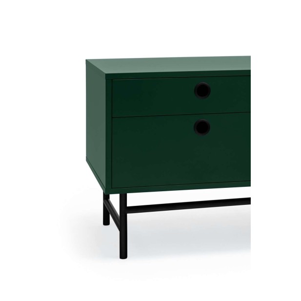 Mueble TV PUNTO 180 cm, Verde Oscuro / Metal Negro - Teulat. Vackart
