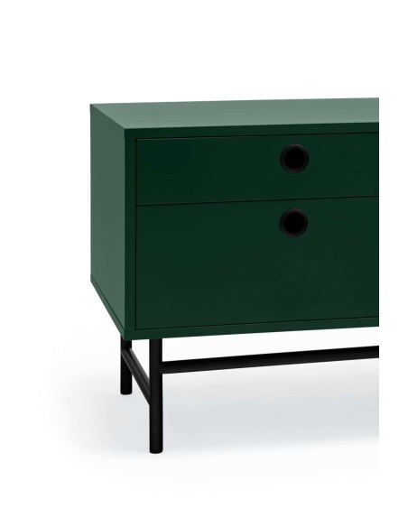 Mueble TV PUNTO 180 cm, Verde Oscuro / Metal Negro - Teulat. Vackart