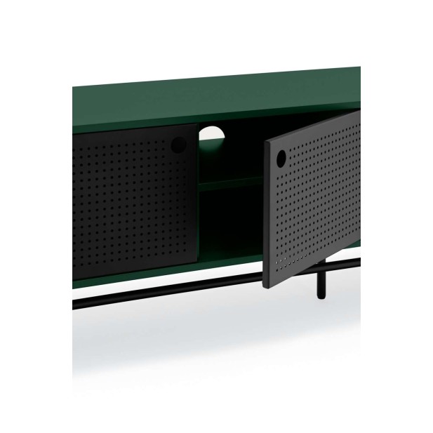 Mueble TV PUNTO 180 cm, Verde Oscuro / Metal Negro - Teulat. Vackart