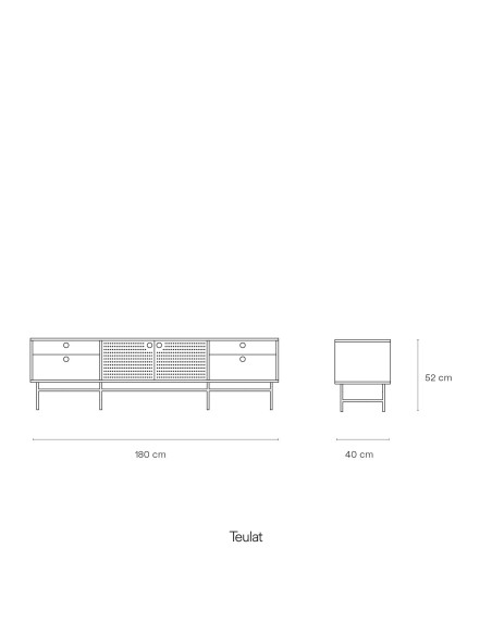 Mueble TV PUNTO 180 cm, Verde Oscuro / Metal Negro - Teulat. Vackart