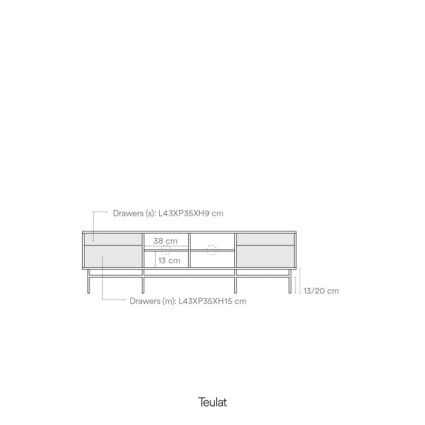 Mueble TV PUNTO 180 cm, Verde Oscuro / Metal Negro - Teulat. Vackart
