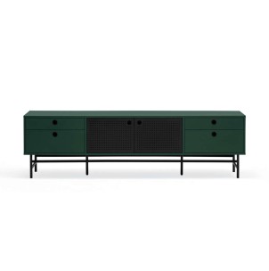 Mueble TV PUNTO 180 cm, Verde Oscuro / Metal Negro - Teulat. Vackart