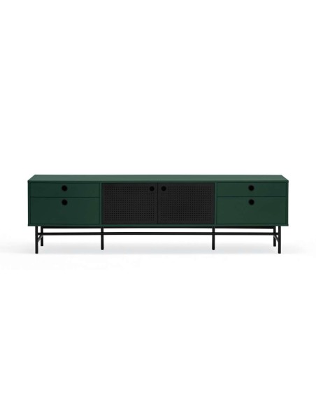 Mueble TV PUNTO 180 cm, Verde Oscuro / Metal Negro - Teulat. Vackart