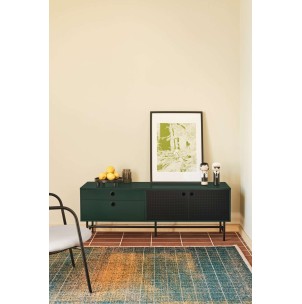 Mueble TV PUNTO 140 cm, Verde Oscuro / Metal Negro - Teulat. Vackart 2