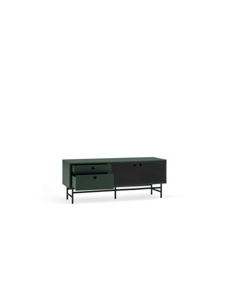 Mueble TV PUNTO 140 cm, Verde Oscuro / Metal Negro - Teulat. Vackart