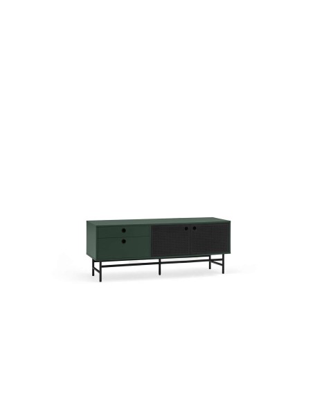 Mueble TV PUNTO 140 cm, Verde Oscuro / Metal Negro - Teulat. Vackart
