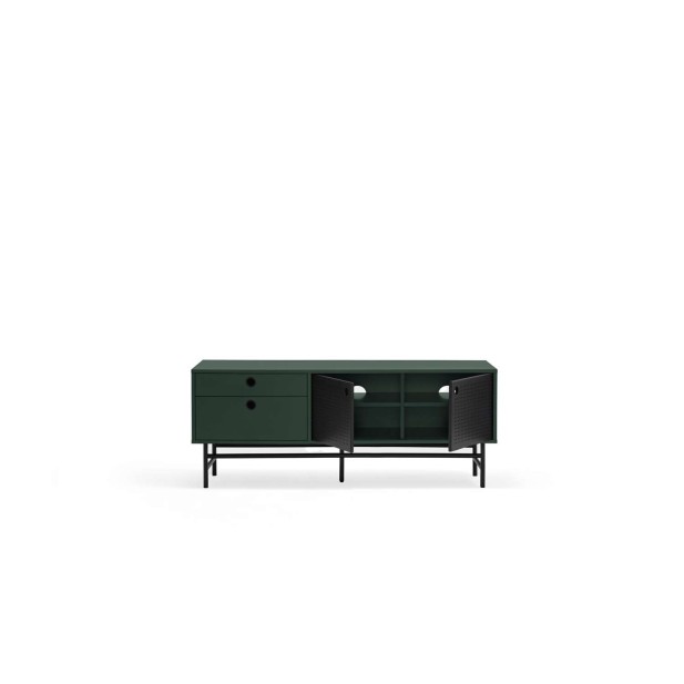 Mueble TV PUNTO 140 cm, Verde Oscuro / Metal Negro - Teulat. Vackart