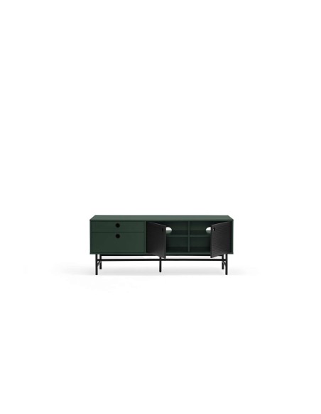 Mueble TV PUNTO 140 cm, Verde Oscuro / Metal Negro - Teulat. Vackart