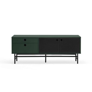 Mueble TV PUNTO 140 cm, DM Verde Oscuro / Metal Negro - Teulat. Lo más exclusivo en muebles de diseño y decoración, sólo en Vackart tu tienda de diseño.