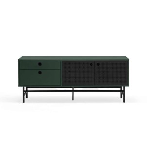 Mueble TV PUNTO 140 cm, Verde Oscuro / Metal Negro - Teulat. Vackart