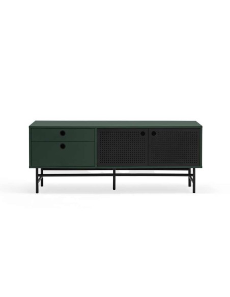 Mueble TV PUNTO 140 cm, Verde Oscuro / Metal Negro - Teulat. Vackart