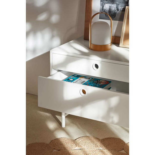 Mueble TV PUNTO 140 cm, DM / Metal Blanco - Teulat. Vackart