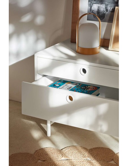 Mueble TV PUNTO 140 cm, DM / Metal Blanco - Teulat. Vackart