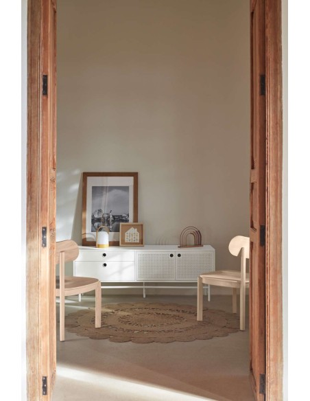 Mueble TV PUNTO 140 cm, DM / Metal Blanco - Teulat. Vackart