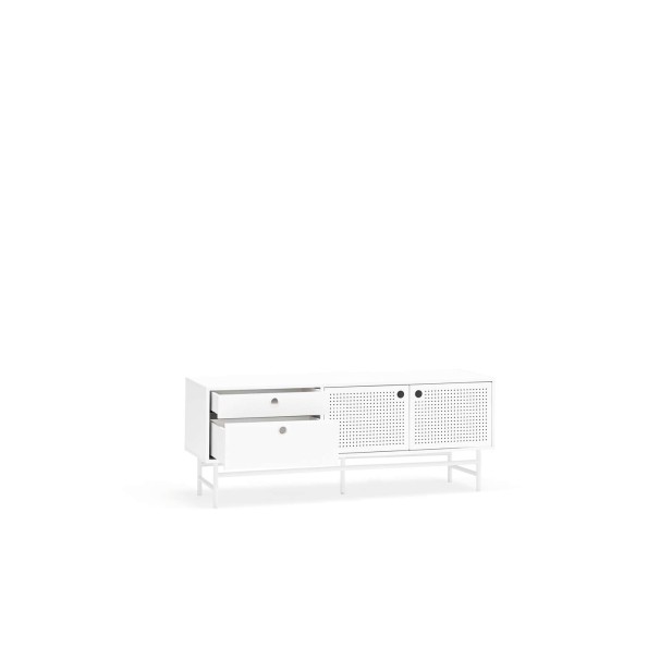 Mueble TV PUNTO 140 cm, DM / Metal Blanco - Teulat. Vackart