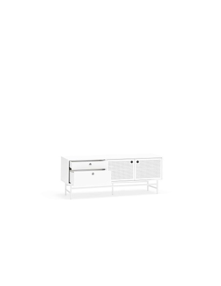 Mueble TV PUNTO 140 cm, DM / Metal Blanco - Teulat. Vackart