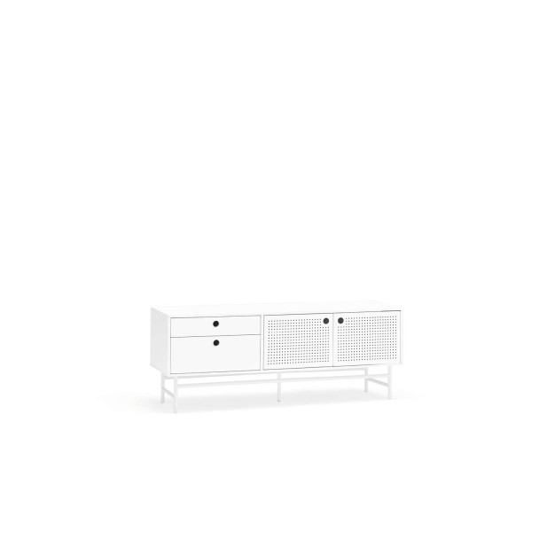 Mueble TV PUNTO 140 cm, DM / Metal Blanco - Teulat. Vackart