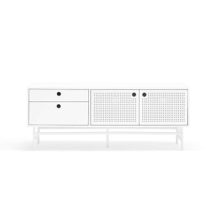 Mueble TV PUNTO 140 cm, DM / Metal Blanco - Teulat. Lo más exclusivo en muebles de diseño y decoración, sólo en Vackart tu tienda de diseño online.