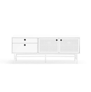 Mueble TV PUNTO 140 cm, DM / Metal Blanco - Teulat. Vackart