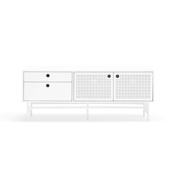 Mueble TV PUNTO 140 cm, DM / Metal Blanco - Teulat. Vackart