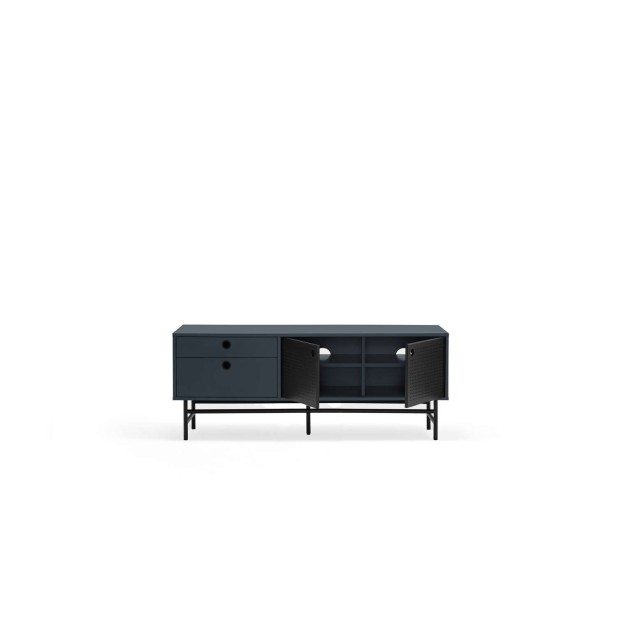 Mueble TV PUNTO 140 cm, Gris Antracita / Metal Negro - Teulat. Vackart