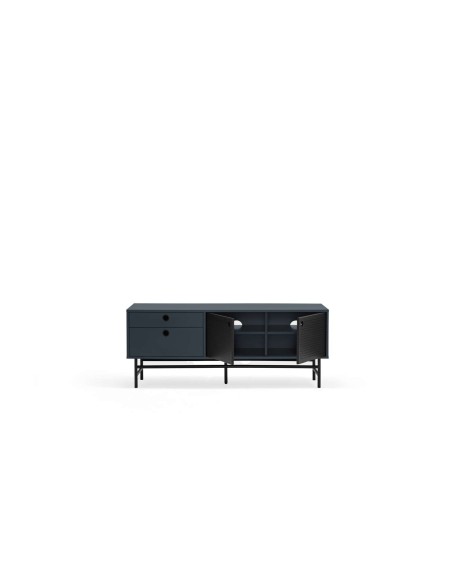 Mueble TV PUNTO 140 cm, Gris Antracita / Metal Negro - Teulat. Vackart