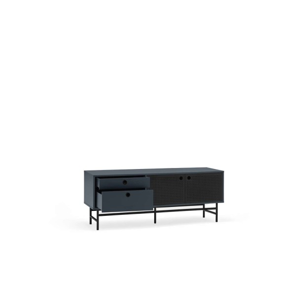 Mueble TV PUNTO 140 cm, Gris Antracita / Metal Negro - Teulat. Vackart